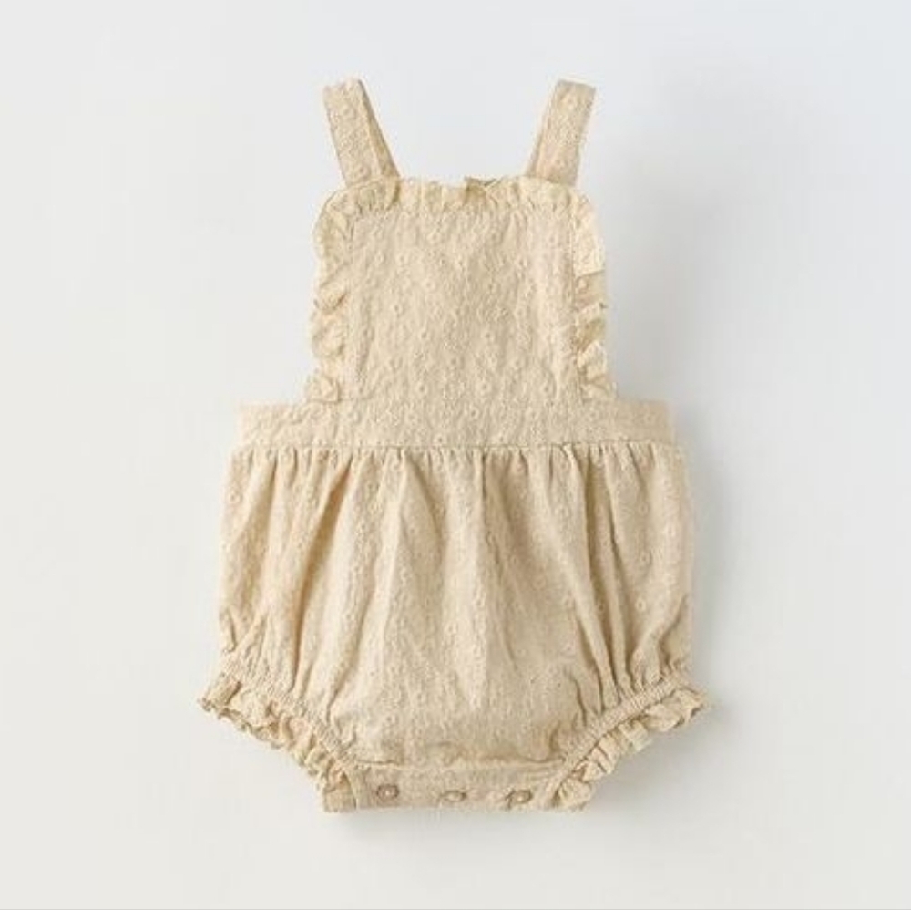 NWT Zara Sand Swiss Embroidery Romper 12-18m
